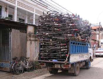 Truckload of old bicycles