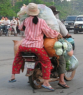 A really big load on a motorcycle