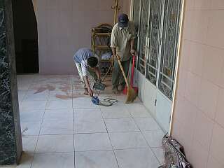 Repairing the porch tiles
