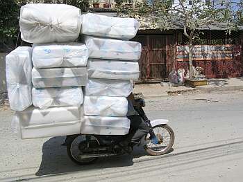 Overloaded motorcycle