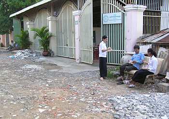 Street patched with rubble