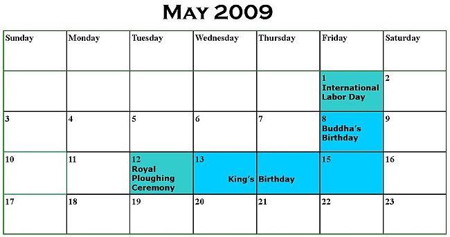 Calendar May 2009