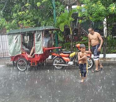 Playing in the rain