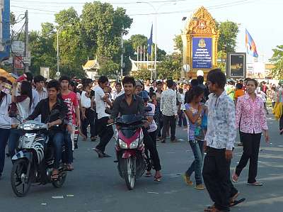 Inconsiderate teenagers riding through the crowds