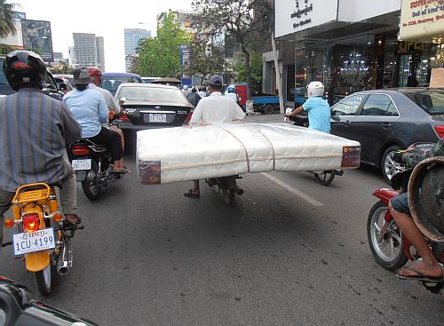 Mattress on a motorcycle