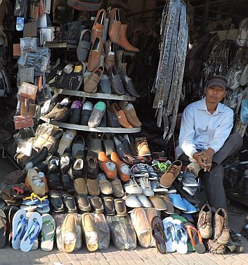 Selling shoes on the street