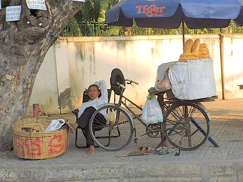 Selling bread on the street